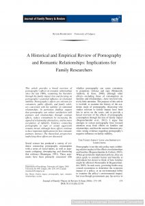 A Historical and Empirical Review of Pornography and Romantic Relationships: Implications for Family Researchers