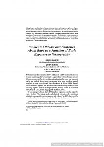 Women's Attitudes and Fantasies About Rape as a Function of Early Exposure to Pornography