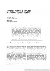 Factors Influencing Attitudes to Violence Against Women