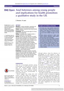 Anal heterosex among young people and implications for health promotion: a qualitative study in the UK 