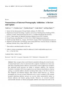 Neuroscience of Internet Pornography Addiction: A Review and Update