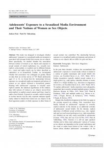 Adolescents’ Exposure to a Sexualized Media Environment and Their Notions of Women as Sex Objects