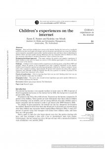 Children's experiences on the internet