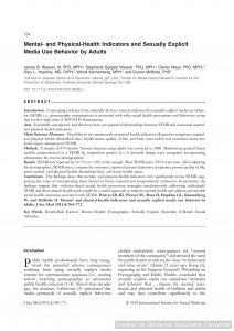 Mental- And Physical-Health Indicators and Sexually Explicit Media Use Behavior by Adults