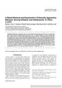 X‐rated material and perpetration of sexually aggressive behavior among children and adolescents: is there a link?