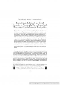 Psychological, Relational, and Sexual Correlates of Pornography Use on Young Adult Heterosexual Men in Romantic Relationships