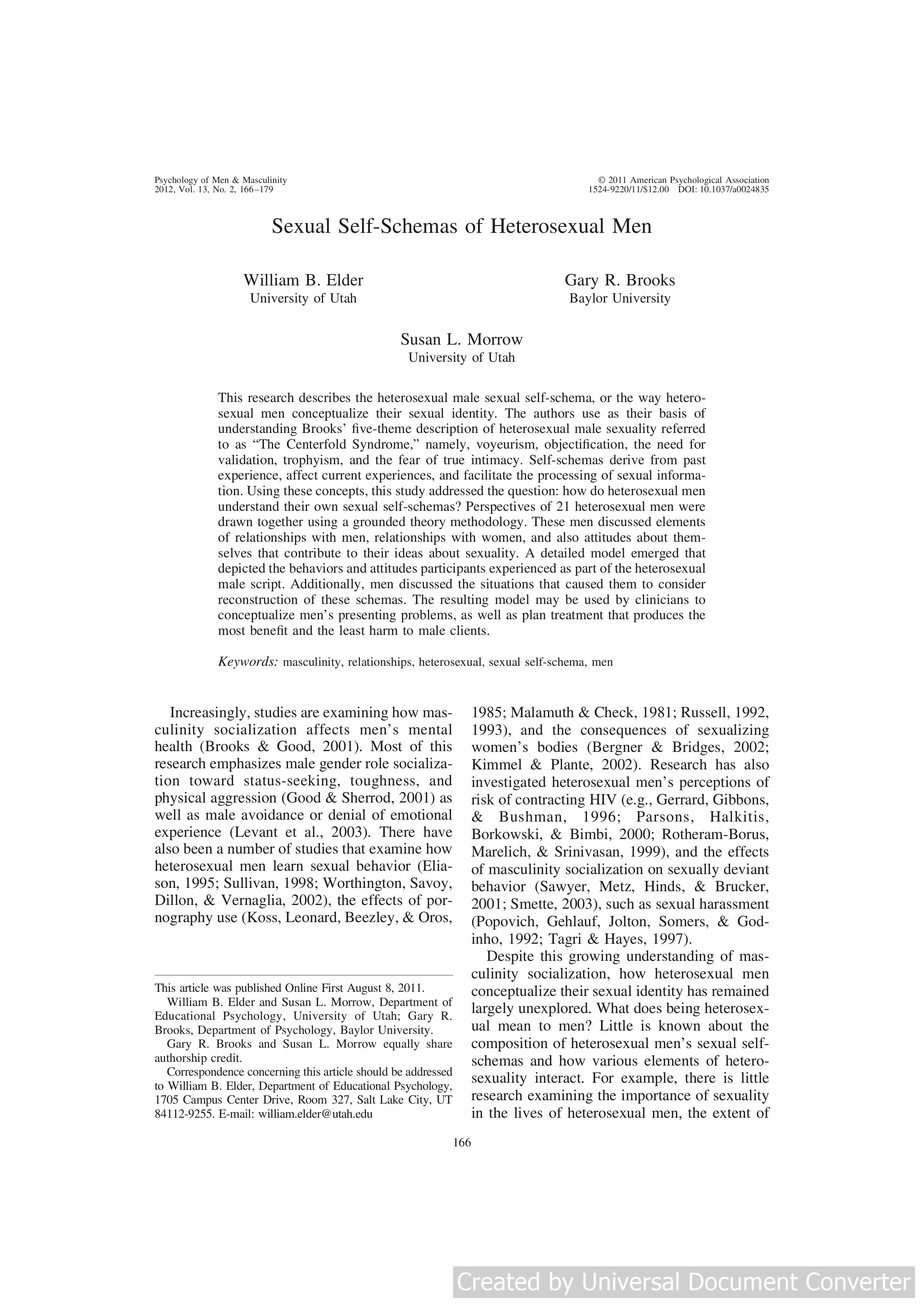 Sexual self-schemas of heterosexual men.