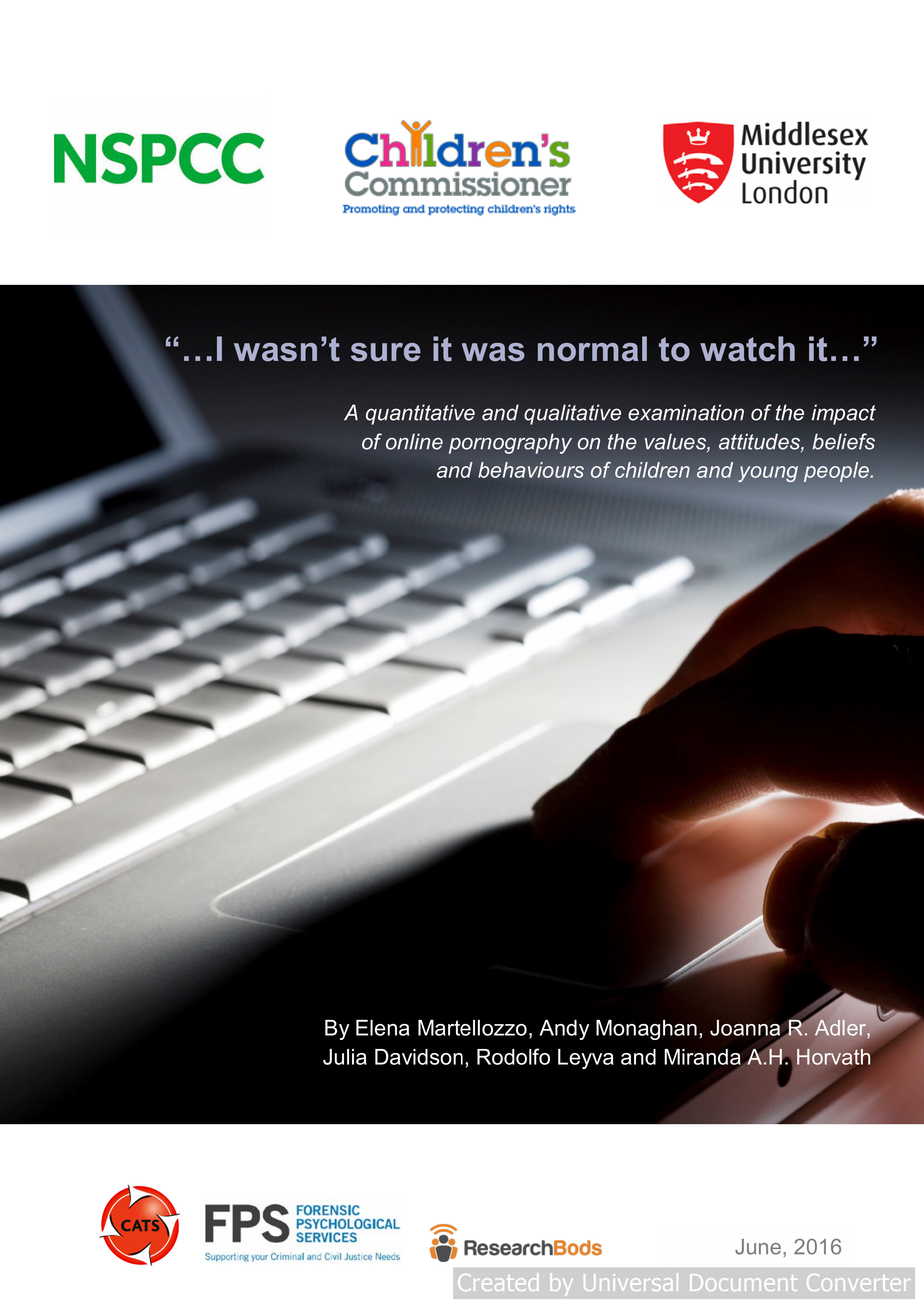 The impact of online pornography on the values, attitudes, beliefs and behaviours of children
