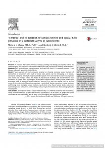 “Sexting” and Its Relation to Sexual Activity and Sexual Risk Behavior in a National Survey of Adolescents
