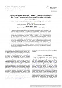 Parental Mediation Regarding Children’s Pornography Exposure: The Role of Parenting Style, Protection Motivation and Gender