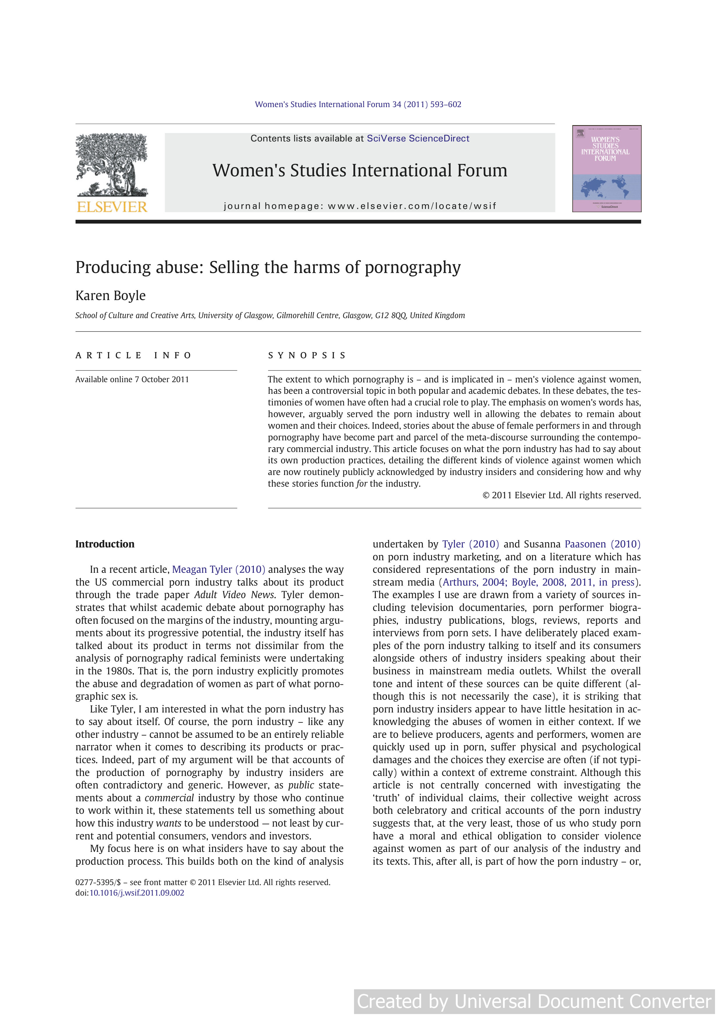 Producing abuse: Selling the harms of pornography