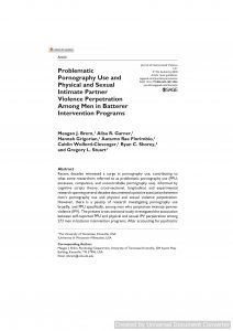 Problematic Pornography Use and Physical and Sexual Intimate Partner Violence Perpetration Among Men in Batterer Intervention Programs