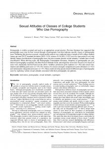 Sexual Attitudes of Classes of College Students Who Use Pornography