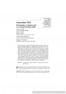Generation XXX: Pornography Acceptance and Use Among Emerging Adults