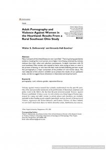 Adult Pornography and Violence Against Women in the Heartland: Results From a Rural Southeast Ohio Study