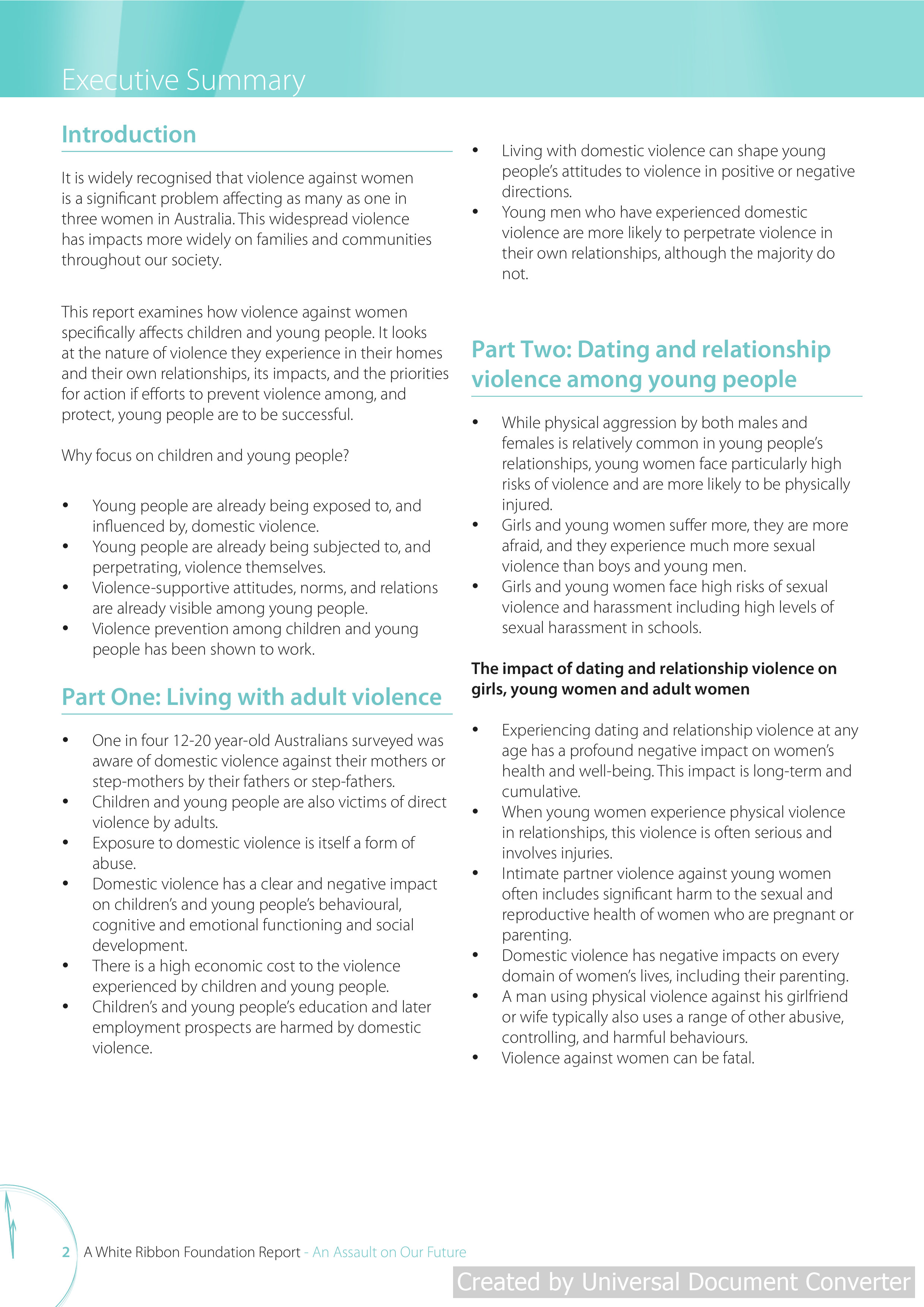 An Assault on Our Future: The impact of violence on young people and their relationships