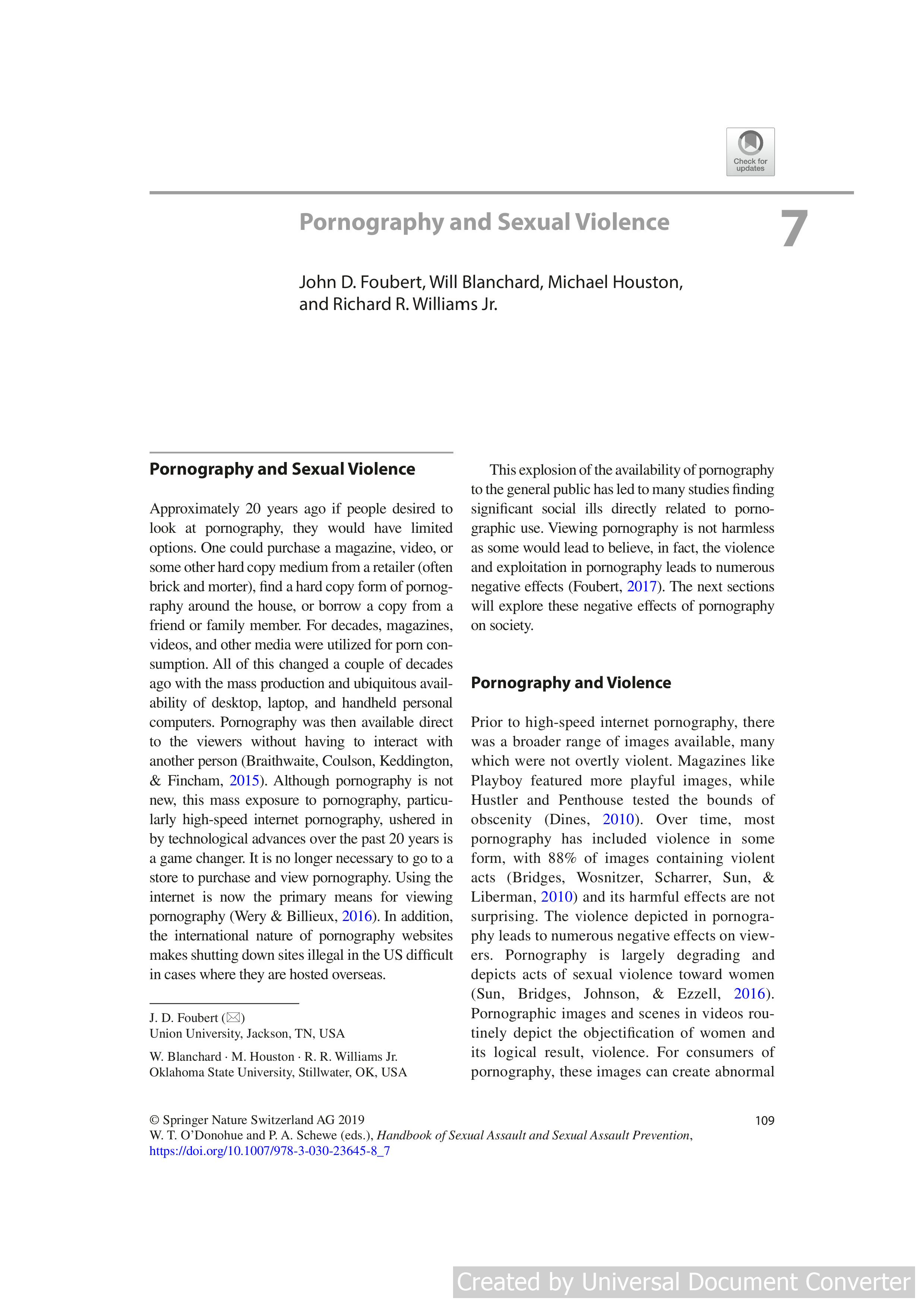 Pornography and Sexual Violence