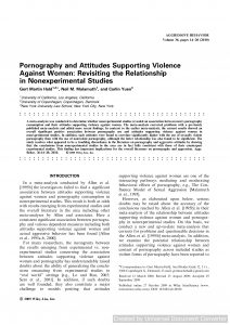 Pornography and attitudes supporting violence against women: revisiting the relationship in nonexperimental studies