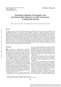Association Between Pornography Use and Sexual Risk Behaviors in Adult Consumers: A Systematic Review