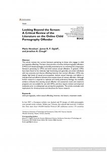 Looking Beyond the Screen: A Critical Review of the Literature on the Online Child Pornography Offender
