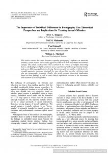 The Importance of Individual Differences in Pornography Use: Theoretical Perspectives and Implications for Treating Sexual Offenders