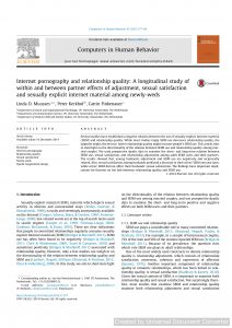 Internet pornography and relationship quality: A longitudinal study of within and between partner effects of adjustment, sexual satisfaction and sexually explicit internet material among newly-weds