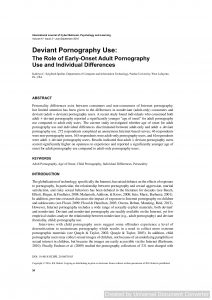 Deviant Pornography Use: The Role of Early-Onset Adult Pornography Use and Individual Differences