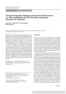 Viewing Pornography Depicting Unprotected Anal Intercourse: Are There Implications for HIV Prevention Among Men Who Have Sex with Men?