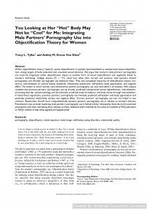 You Looking at Her “Hot” Body May Not be “Cool” for Me: Integrating Male Partners’ Pornography Use into Objectification Theory for Women