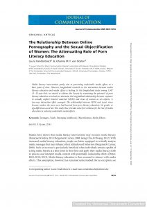 The Relationship Between Online Pornography and the Sexual Objectification of Women: The Attenuating Role of Porn Literacy Education