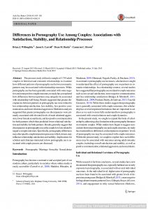 Differences in Pornography Use Among Couples: Associations with Satisfaction, Stability, and Relationship Processes
