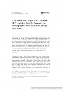 A Three-Wave Longitudinal Analysis of Preexisting Beliefs, Exposure to Pornography, and Attitude Change