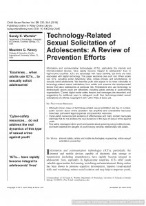 Technology‐Related Sexual Solicitation of Adolescents: A Review of Prevention Efforts