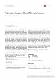 Predicting the Emergence of Sexual Violence in Adolescence