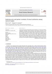 Exploring actor and partner correlates of sexual satisfaction among married couples