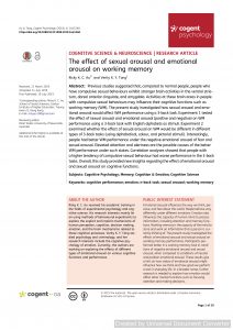 The effect of sexual arousal and emotional arousal on working memory