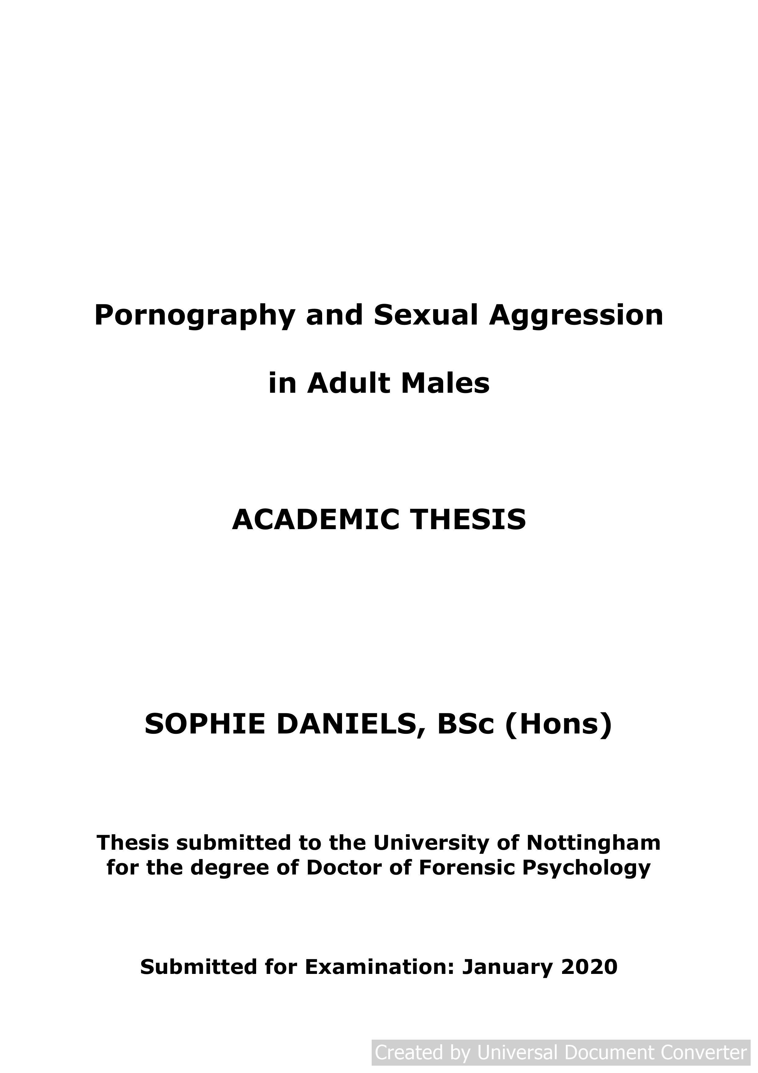 Pornography and sexual aggression in adult males