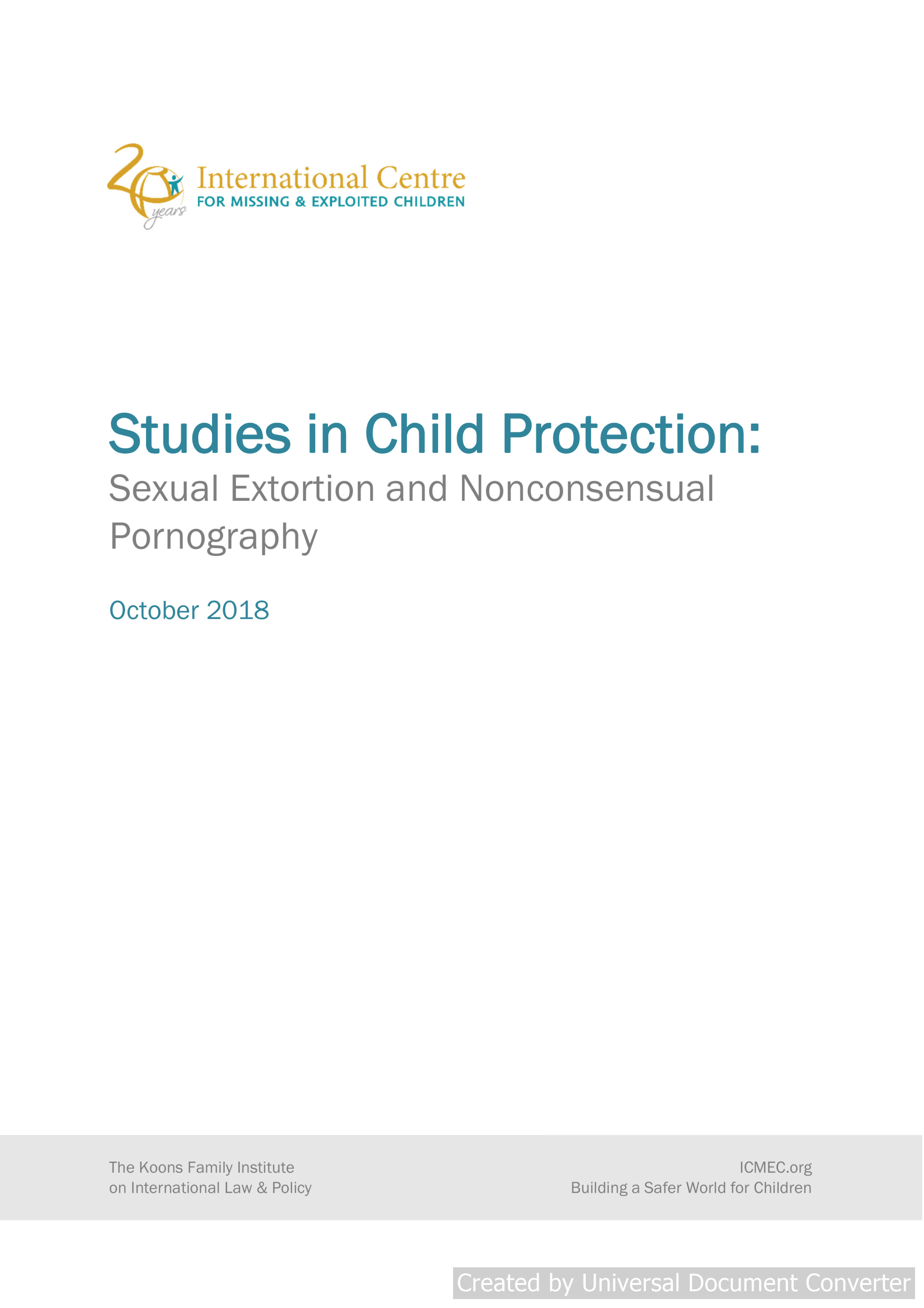 Studies in Child Protection: Sexual Extortion and Nonconsensual Pornography