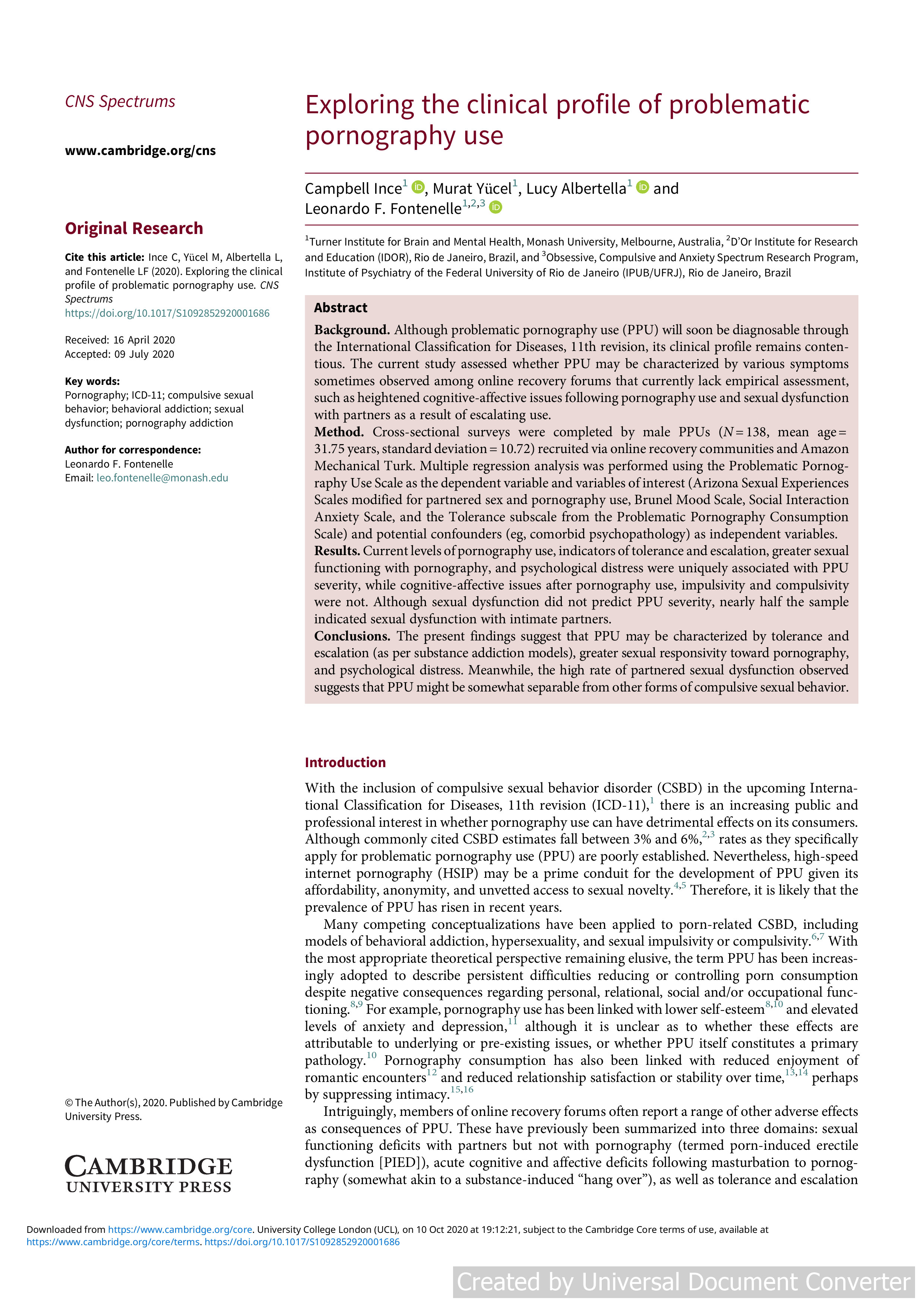 Exploring the clinical profile of problematic pornography use