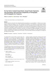 Do You Feel in Control? Sexual Desire, Sexual Passion Expression, and Associations with Perceived Compulsivity to Pornography and Pornography Use Frequency