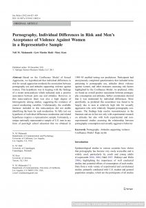 Pornography, Individual Differences in Risk and Men’s Acceptance of Violence Against Women in a Representative Sample