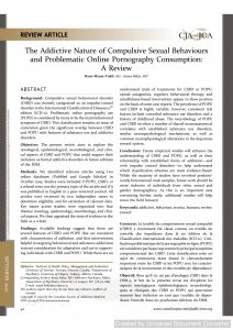 The Addictive Nature of Compulsive Sexual Behaviours and Problematic Online Pornography Consumption: A Review