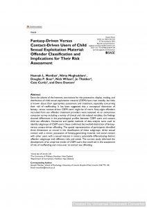 Fantasy-Driven Versus Contact-Driven Users of Child Sexual Exploitation Material: Offender Classification and Implications for Their Risk Assessment