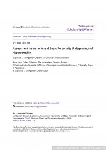 Assessment Instruments and Basic Personality Underpinnings of Hypersexuality