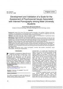 Development and Validation of a Scale for the Assessment of Psychosocial Issues Associated with Internet Pornography among Male University Students