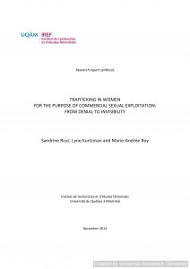 Trafficking in Women for Sexual Exploitation in Canada: A Critical Qualitative Action Research