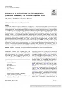 Meditation as an intervention for men with self-perceived problematic pornography use: A series of single case studies