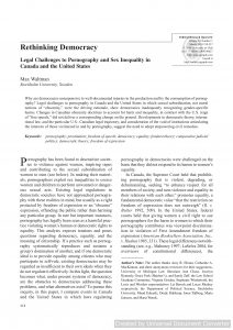 Rethinking Democracy: Legal Challenges to Pornography and Sex Inequality in Canada and the United States