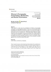 Women’s Pornography Consumption, Alcohol Use, and Sexual Victimization