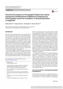 Theoretical Assumptions on Pornography Problems Due to Moral Incongruence and Mechanisms of Addictive or Compulsive Use of Pornography: Are the Two “Conditions” as Theoretically Distinct as Suggested?